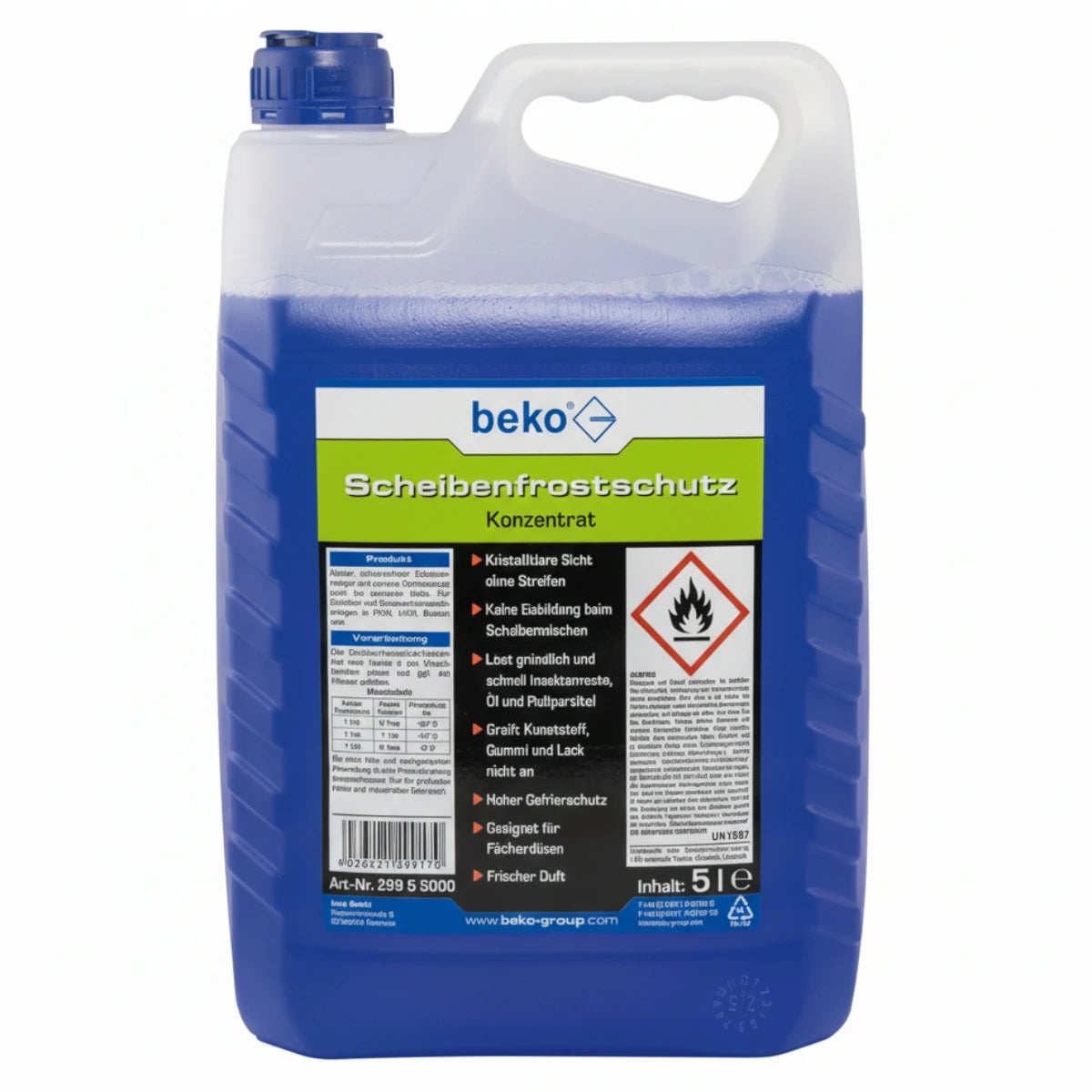 beko Scheibenfrostschutz Konzentrat 5 Liter - Wischwasser Frostschutz für Scheibenwaschanlagen
