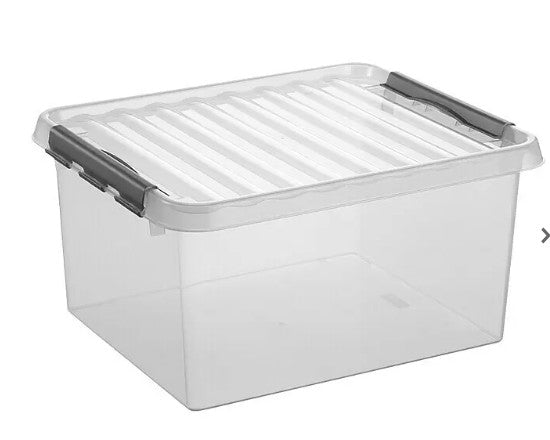 Aufbewahrungsbox 50 x 40 x 26 cm, Kunststoff, Transparent, Farbe Griff: Schwarz