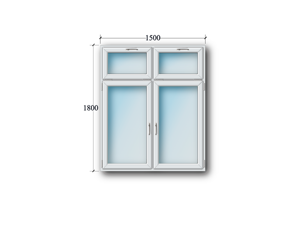 2 Flg. Fenster Dreh-kipp links / Dreh-kipp rechts mit OL Kipp geteilt