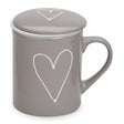 Teebecher Herz mit Deckel & Metallsieb - Keramik, 250 ml