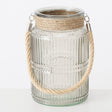 Windlicht Sunio Klarglas/Jute Relief
