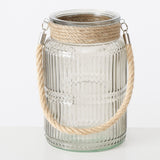 Windlicht Sunio Klarglas/Jute Relief