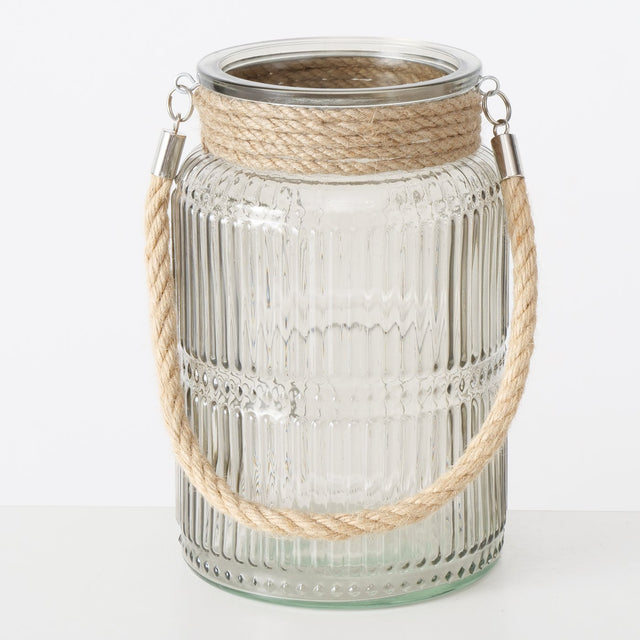 Windlicht Sunio Klarglas/Jute Relief