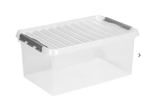 Aufbewahrungsbox 60 x 40 x 26 cm, Kunststoff, Transparent, Farbe Griff: Schwarz