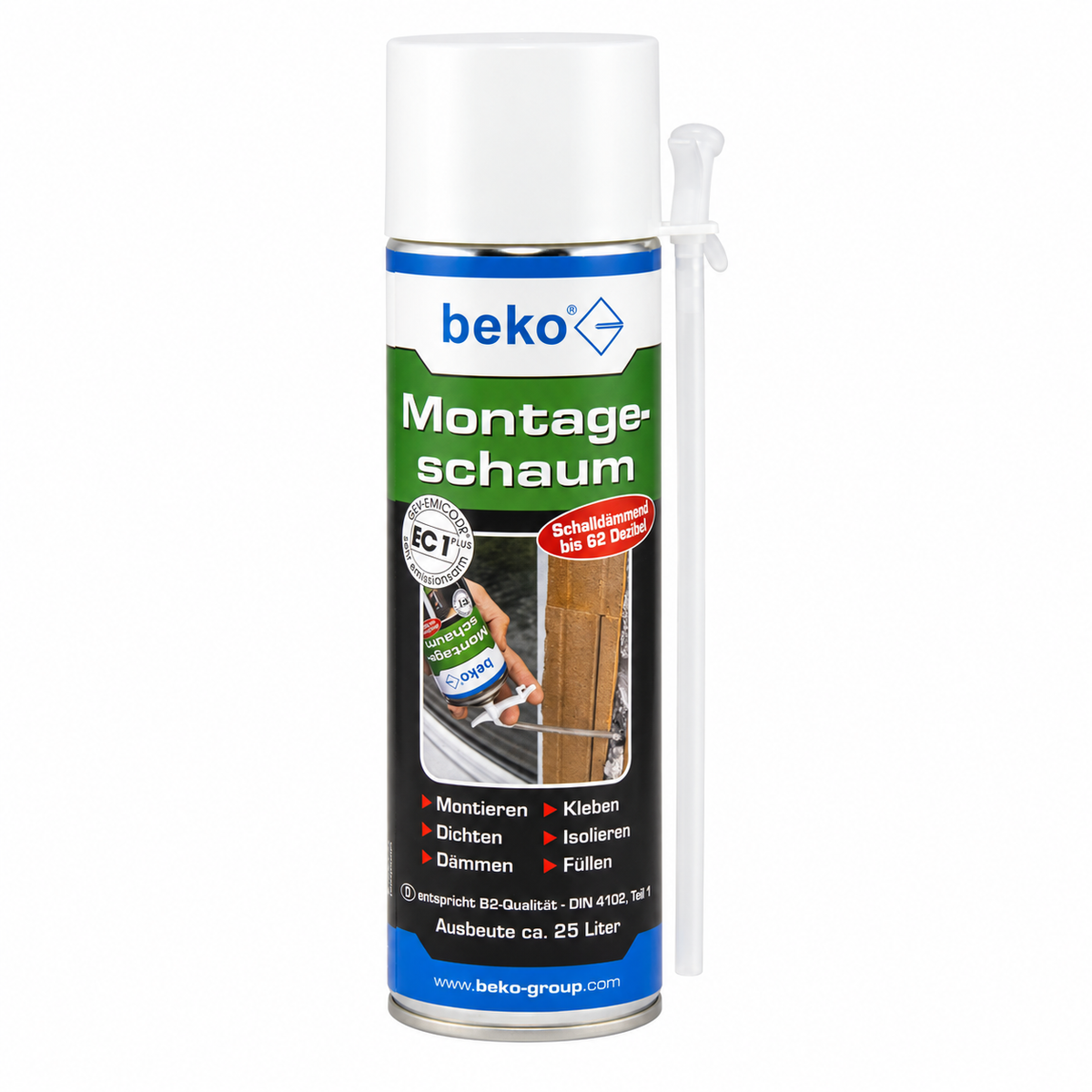 beko Montageschaum 500 ml – 1K PU-Schaum B2 für Fenster, Türen & Fugen