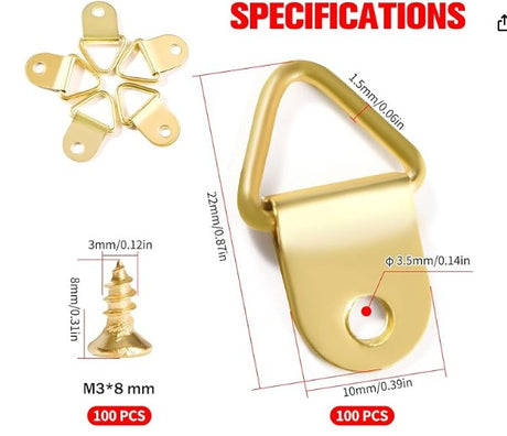 Bilderrahmenaufhänger Dreieck golden mit Schraube