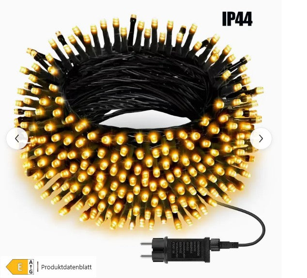 LED Lichterkette Außen 100 LEDs warmweiß 12 m 12 Modi
