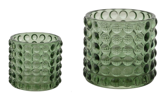 Kerzenhalter Piana 2er-Set (klein + groß) Moosgrün