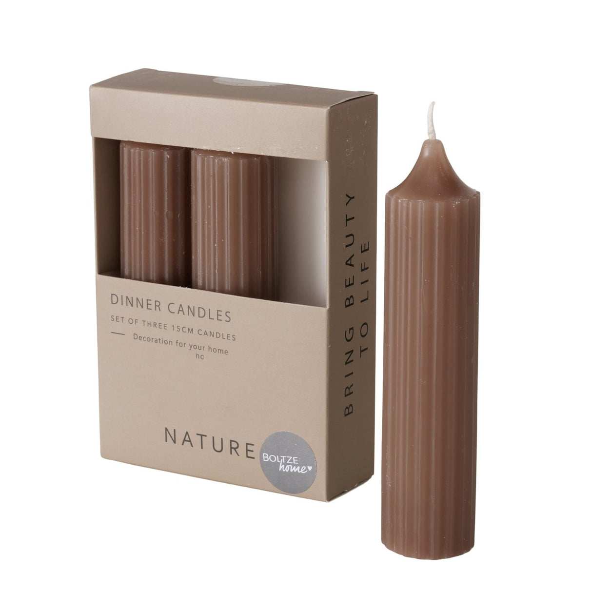 Stabkerze Riffly, 3er-Pack Taupe