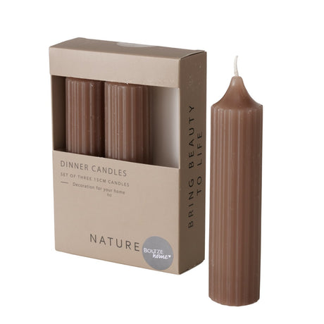 Stabkerze Riffly, 3er-Pack Taupe