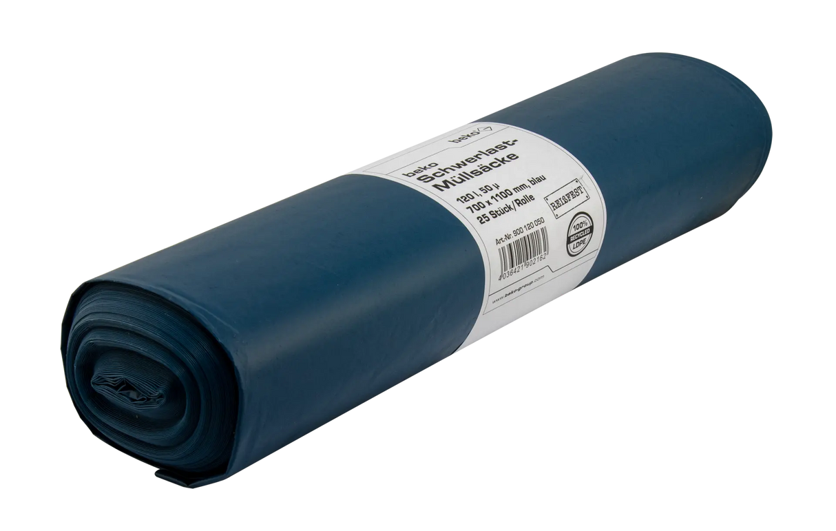 beko Schwerlast-Müllsäcke 120 l, 50 μ 700 x 1100 mm, blau 25 St./Rol.