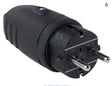 Schuko Gummistecker  230V, 16A, IP44, Schwarz