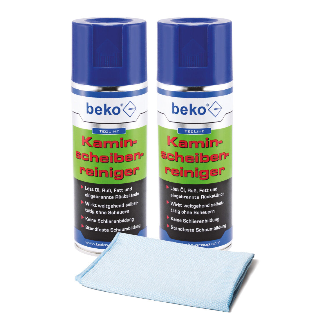 TecLine Kaminscheibenreiniger SET AKTION 2 x 400 ml +  Mikrofasertuch