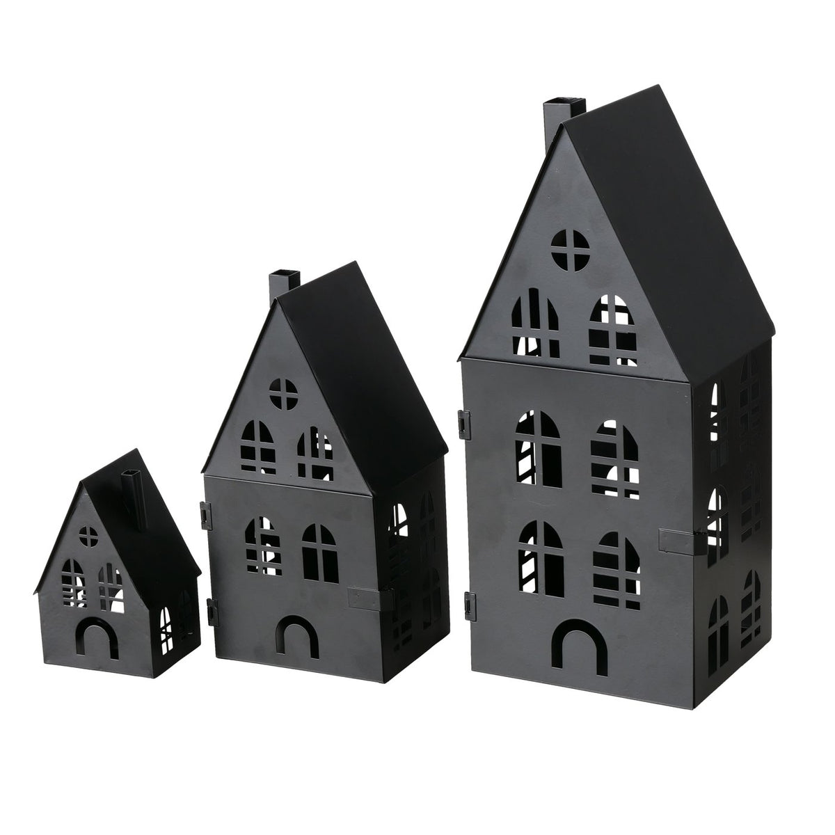 Laterne Dover schwarz 3-teiliges Set