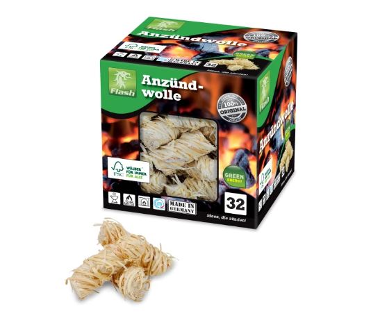 Anzündwolle Naturholz 32 Stück