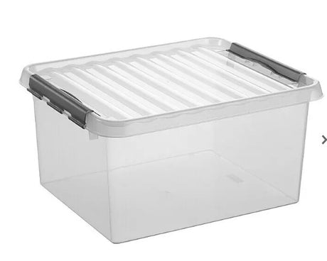 Aufbewahrungsbox 50 x 40 x 26 cm, Kunststoff, Transparent, Farbe Griff: Schwarz