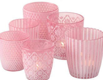 Windlicht Patty Rosa-Hellrosa, komplettes Set