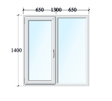 Zweiflüglige Fenster drehkipp links/Fest