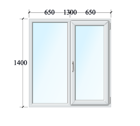Zweiflüglige Fenster Fest/drehkipp rechts