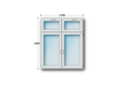 2 Flg. Fenster Dreh-kipp links / Dreh-kipp rechts mit OL Kipp geteilt