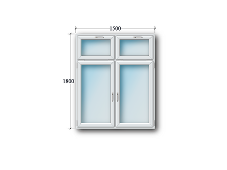 2 Flg. Fenster Dreh-kipp links / Dreh-kipp rechts mit OL Kipp geteilt