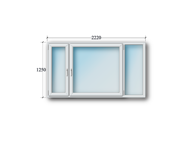Dreiflüglige Fenster drehkipp links/drehkipp rechts/fest