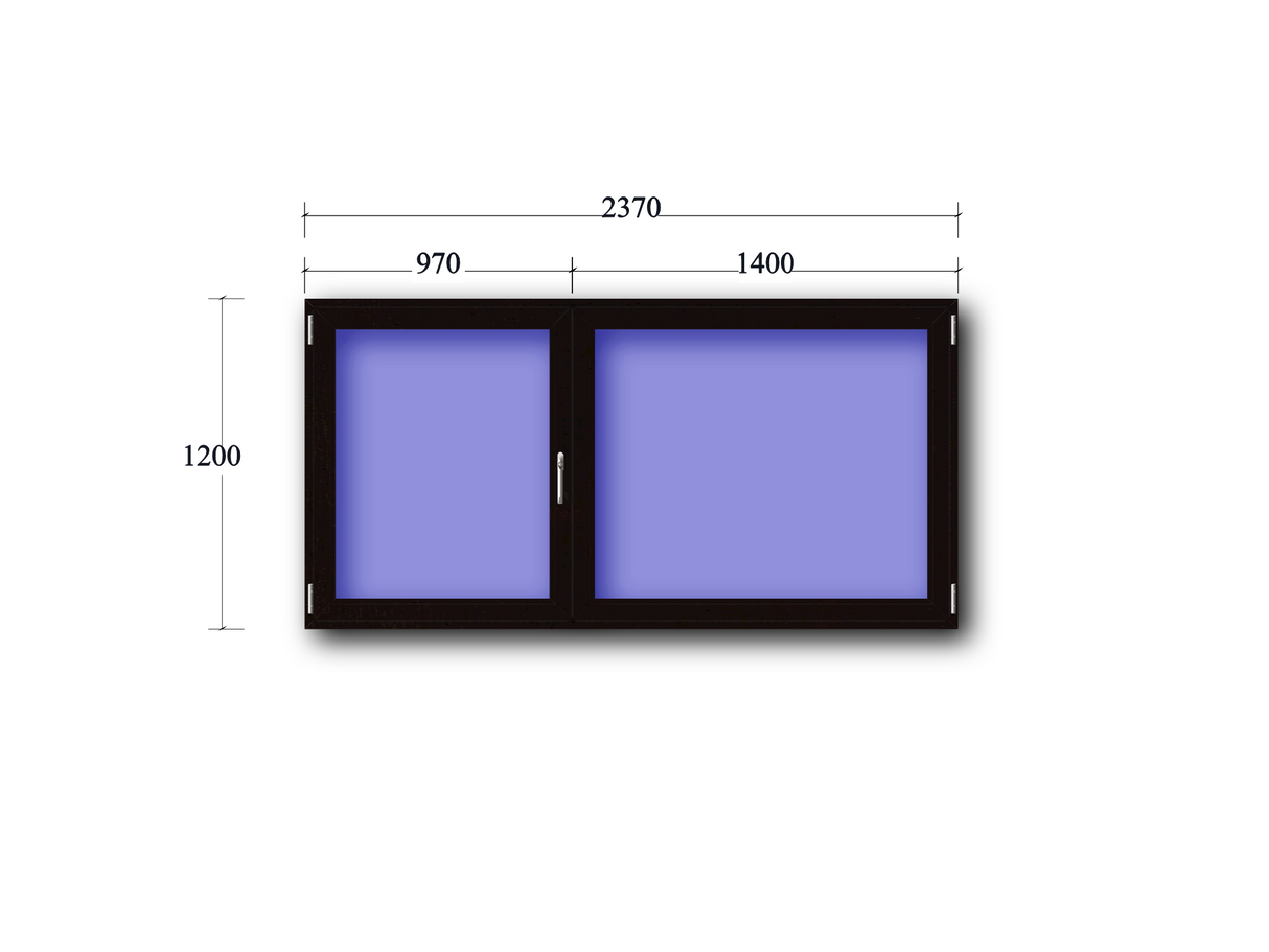 Zweiflüglige Fenster drehkipp links/Stulp rechts