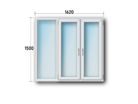 Dreiflüglige Fenster fest/drehkipp links/drehkipp rechts
