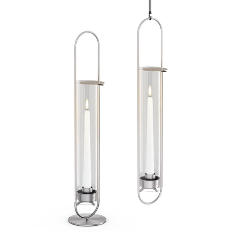 höfats OVAL CANDLE 55 Kerzenhalter silber – stehend und hängend