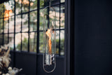 höfats SPIN 900 Hängefeuer silber – Stimmungsbild an Terrassenfenster