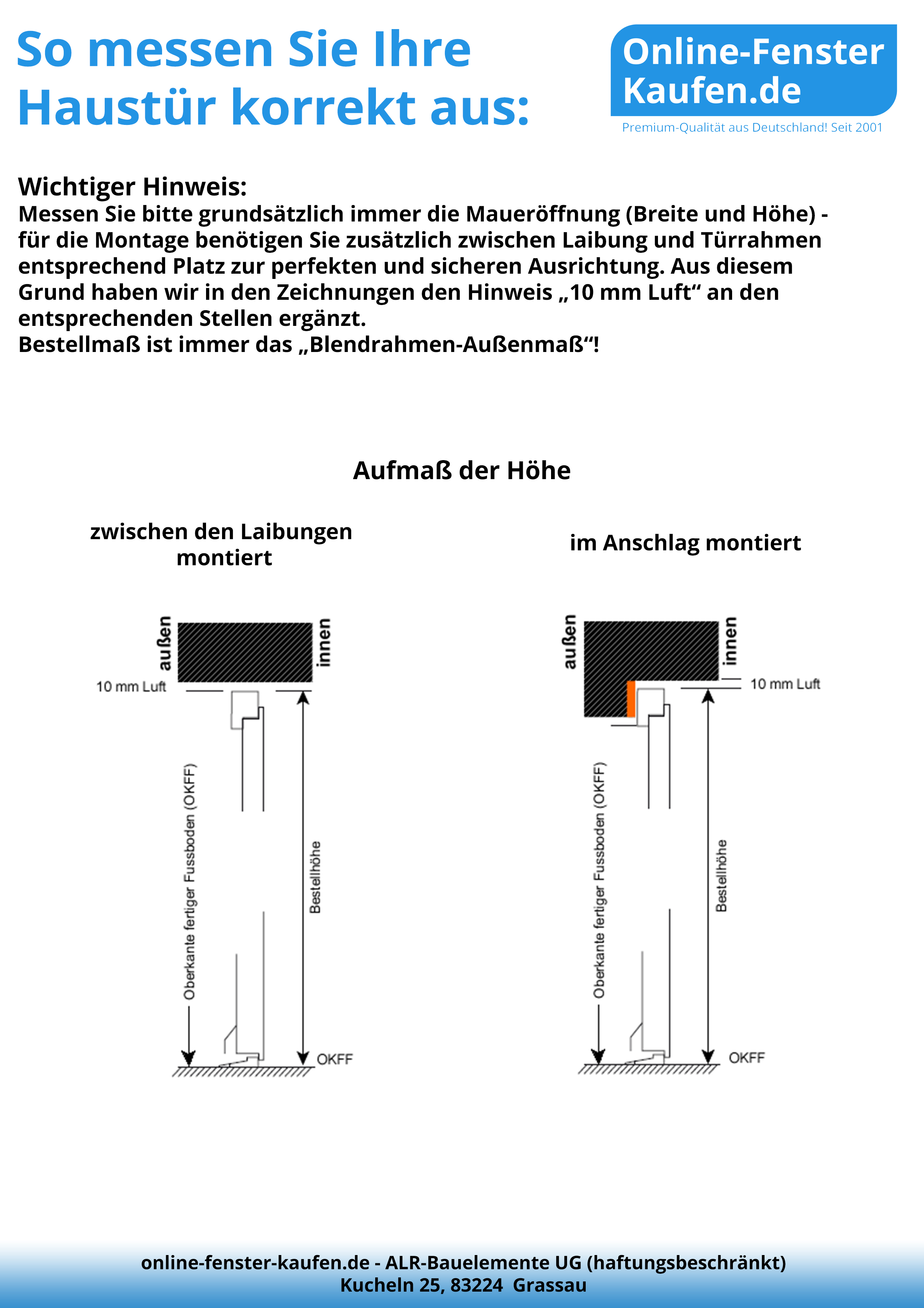 Anleitung zum Ausmessen einer Haustür aus Aluminium