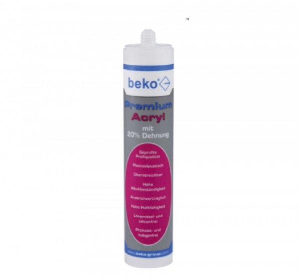 Premium-Acryl mit 20 % Dehnung von beko, in weiß, 310 ml