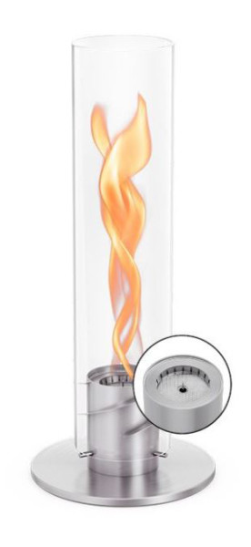 höfats Tischfeuer SPIN 1200 silber Edelstahl/Glas Ø 23/12 cm mit Burner