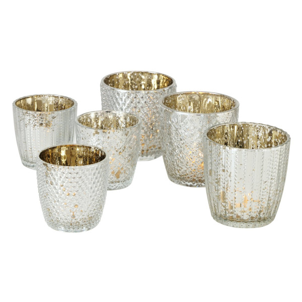Boltze Windlicht Patty Antik-Silber 6er-Set